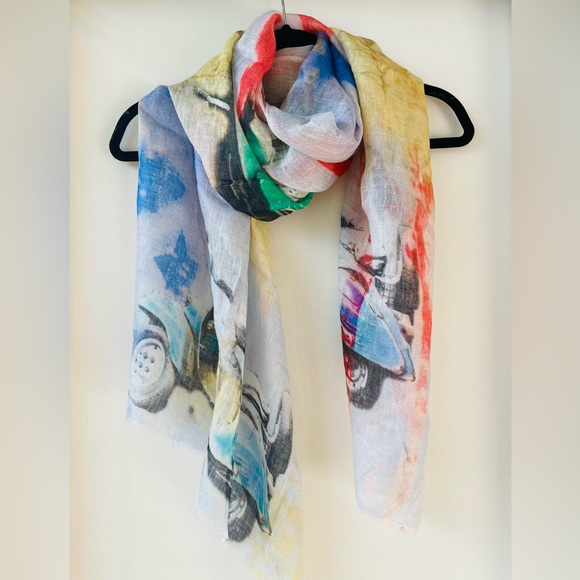 TILO Scarves Linen Summer Dreams. Sweet Vespa print 100% linen. Charming! - Picture 10 of 12